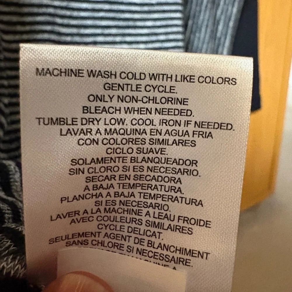 Jones New York Black and Gray Striped Mock Turtle Top - Picture 7 of 7